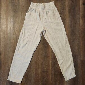 🌴☀️A New Day High-Rise Waist Ankle Pants Linen Blend Cream/Beige-XS